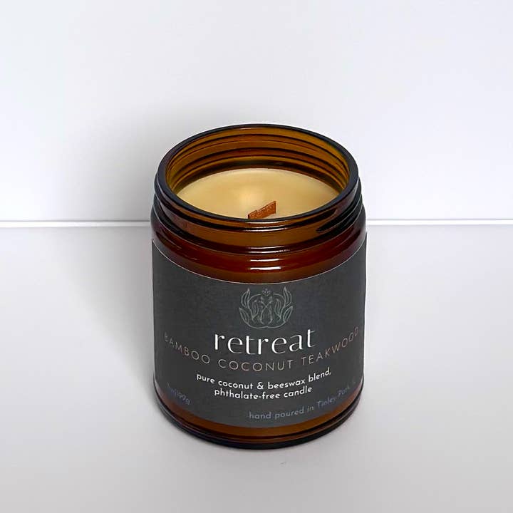 Sprig & Flame - Wholesale Jar/Filled Candle - RETREAT | Pure Coconut Beeswax Hand-Poured Wood Wick Candle4