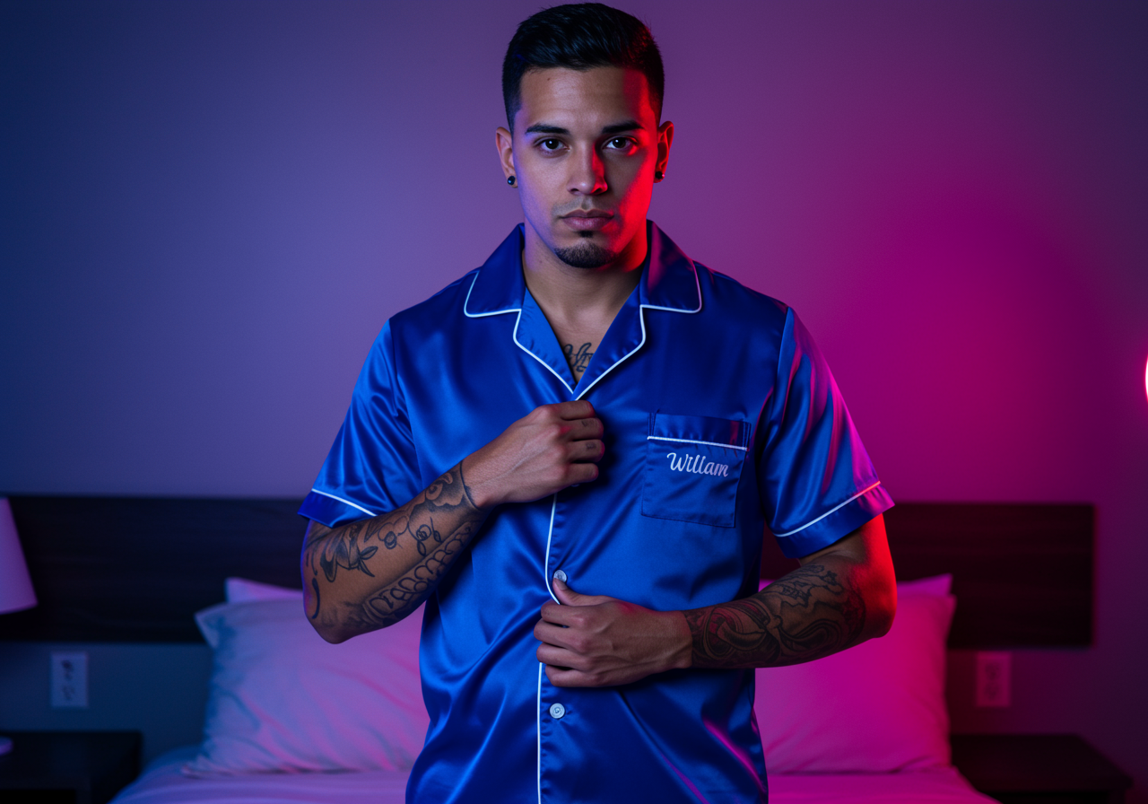 The Blissful - Vendita all'ingrosso Completo pigiama - Uomo - Set Pigiama Uomo in Raso Personalizzato – Idea Regalo Perfetta2