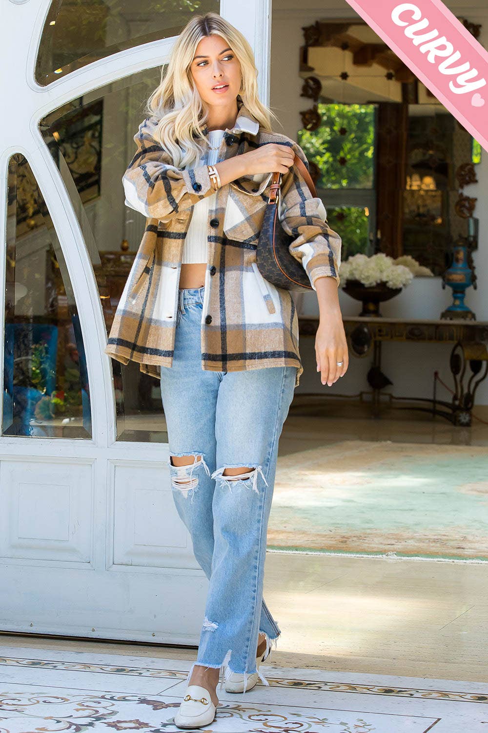 Sweet Lovely by Jen - Wholesale Shirt Jacket/Shacket - Women's - OUTERWEAR PLUS SIZE  FLANNEL  SHACKET 45