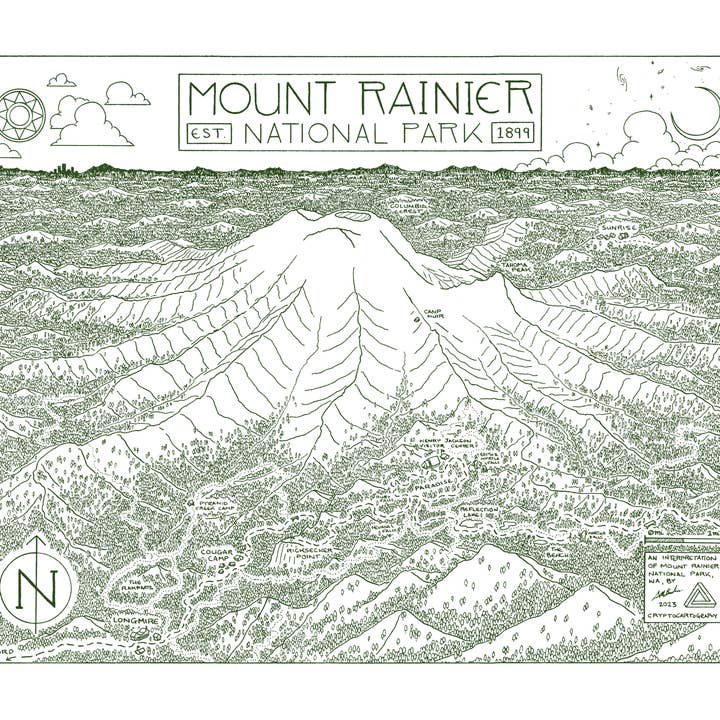 National Park Obsessed LLC - Wholesale Sticker - Mount Rainier National Park Map Sticker