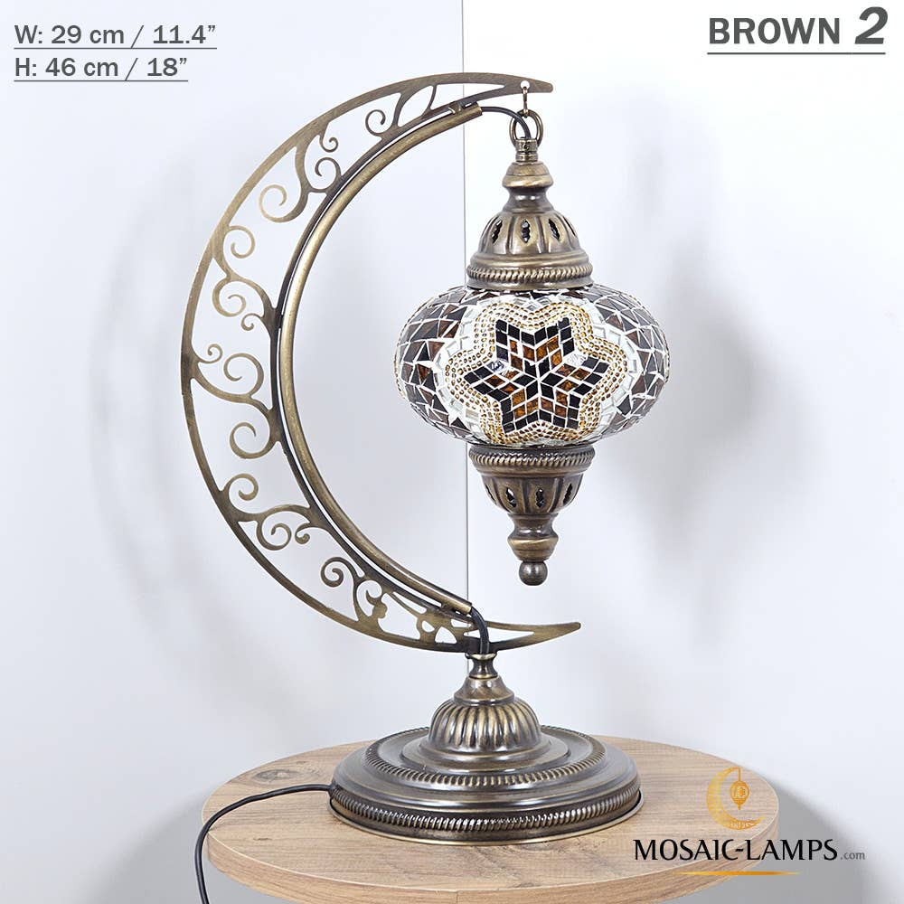 Mosaic Lamps - Wholesale Accent/Desk Lamp - 10+ Colors - Moroccan Moon Table Lamp, Arc, Murano Crescent14