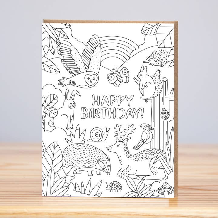 Tarjeta para colorear Woodland (tipografía) para venta al por mayor de Huckleberry Letterpress