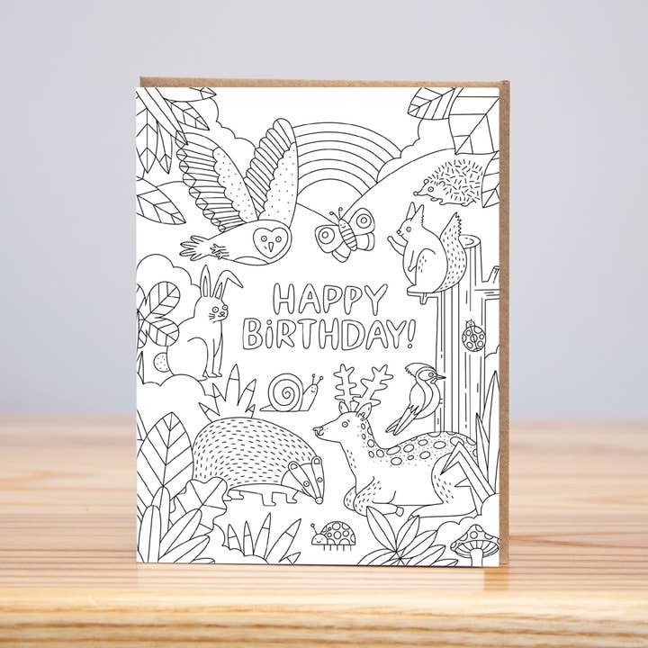 Huckleberry Letterpress - Venta al por mayor Tarjetas de cumpleaños - Tarjetas para colorear tipográficas (juego de 6, tipografía)1