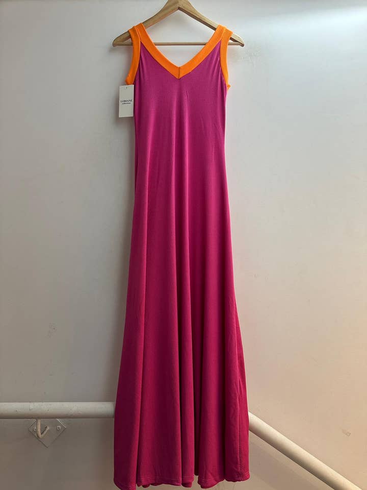 LORIANE - Vendita all'ingrosso Vestito - Donna - 9655 Abito lungo bicolore con spalline2