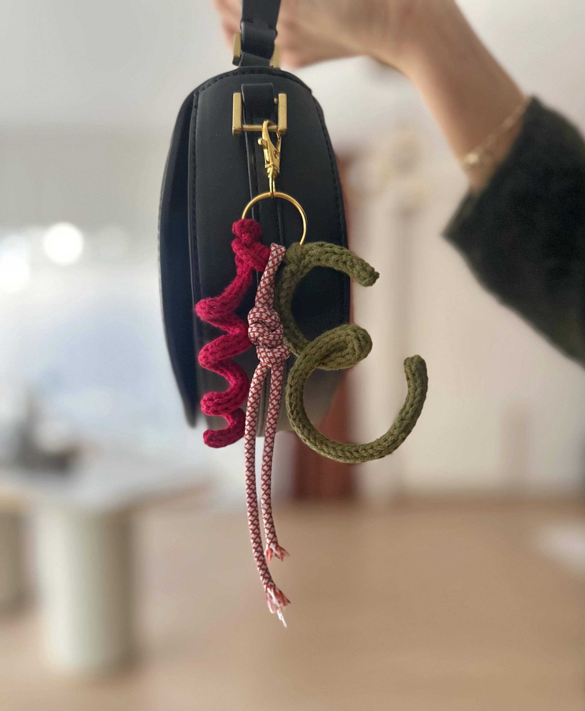 Honey Art and Nature – wholesale Keychain – Women's – Handmade Crochet Initial Bag Charm Custom Keychain #29