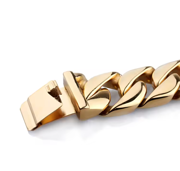 HoopLa - Wholesale Cuff Bracelet - Chunky Chain Cuff Bracelet- Steel 14K 4