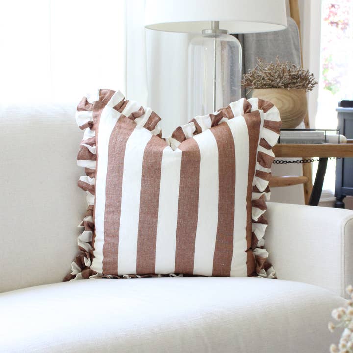 Porter Lane Home - Wholesale Throw pillow cover - Ruffled Cabana Stripe Pillow Cover Collection1