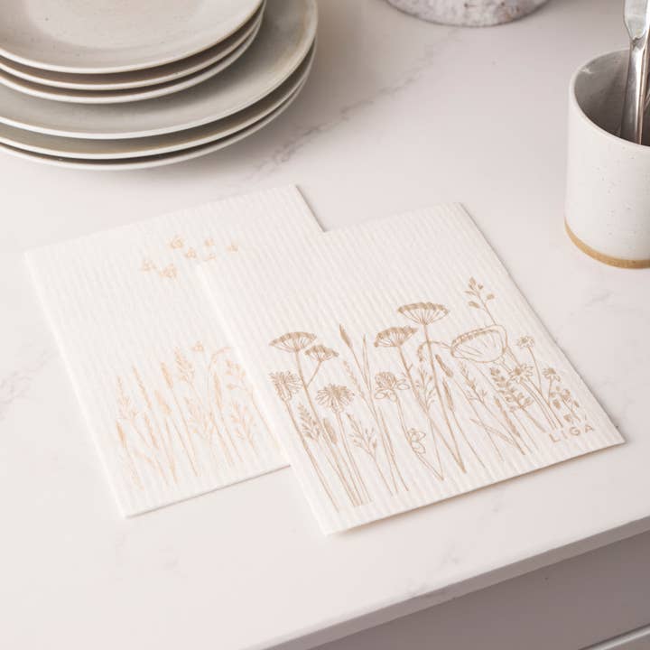 Organic Cotton Eco Dishcloths – Flowers | Kitchenware for wholesale by LIGA