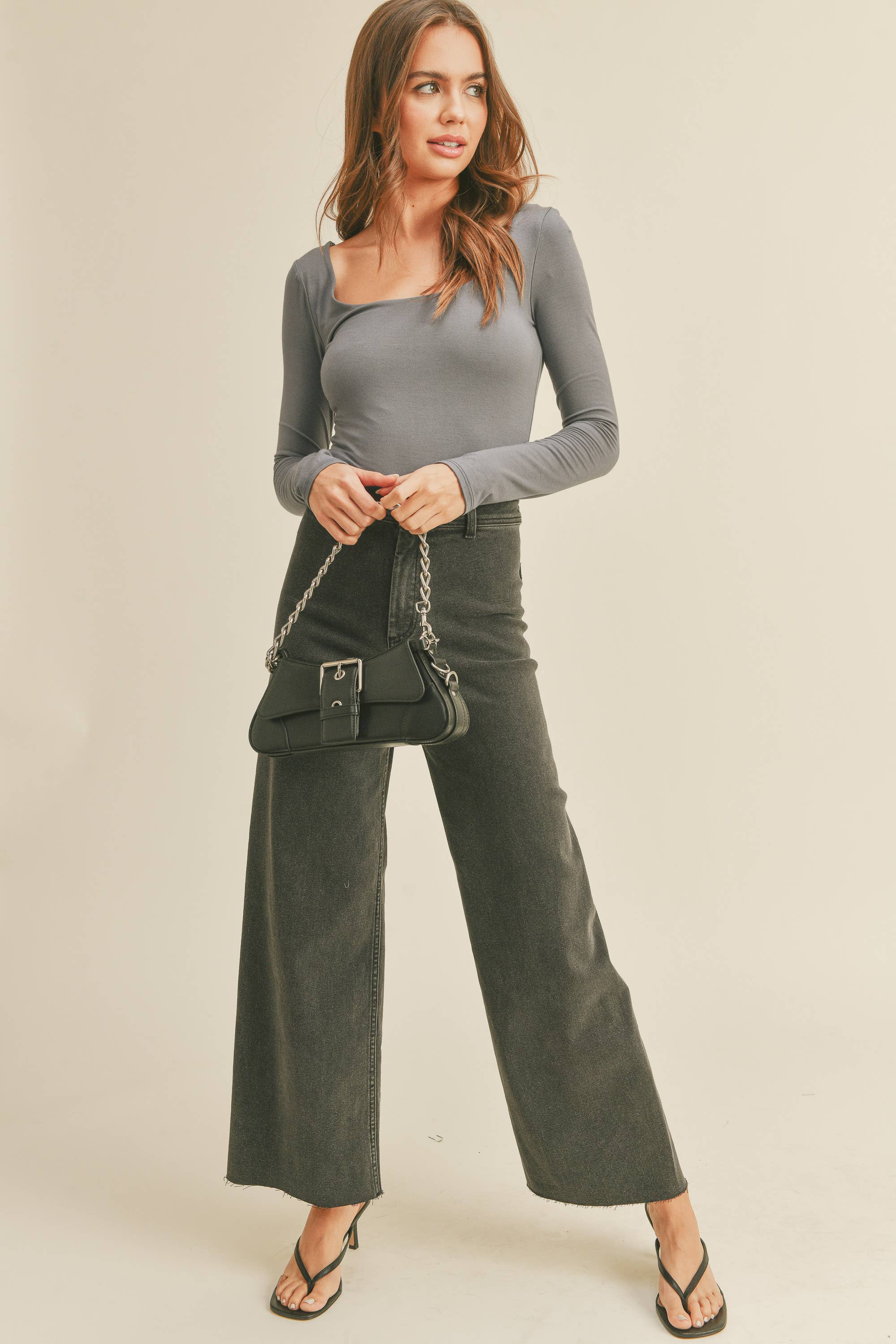 MIOU MUSE - Vente Jean – femme - Pantalon en denim droit à jambes larges MMP62318