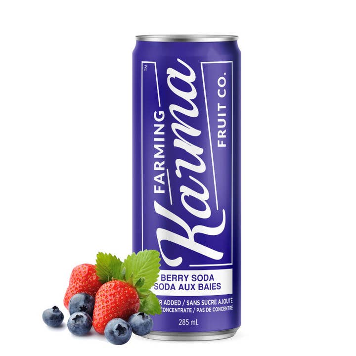 Berry Soda (4 pack) for wholesale by Farming Karma Fruit Co. Ltd