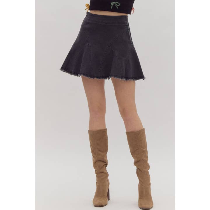 Mini-skort com babados em ganga por atacado de STYLE USA