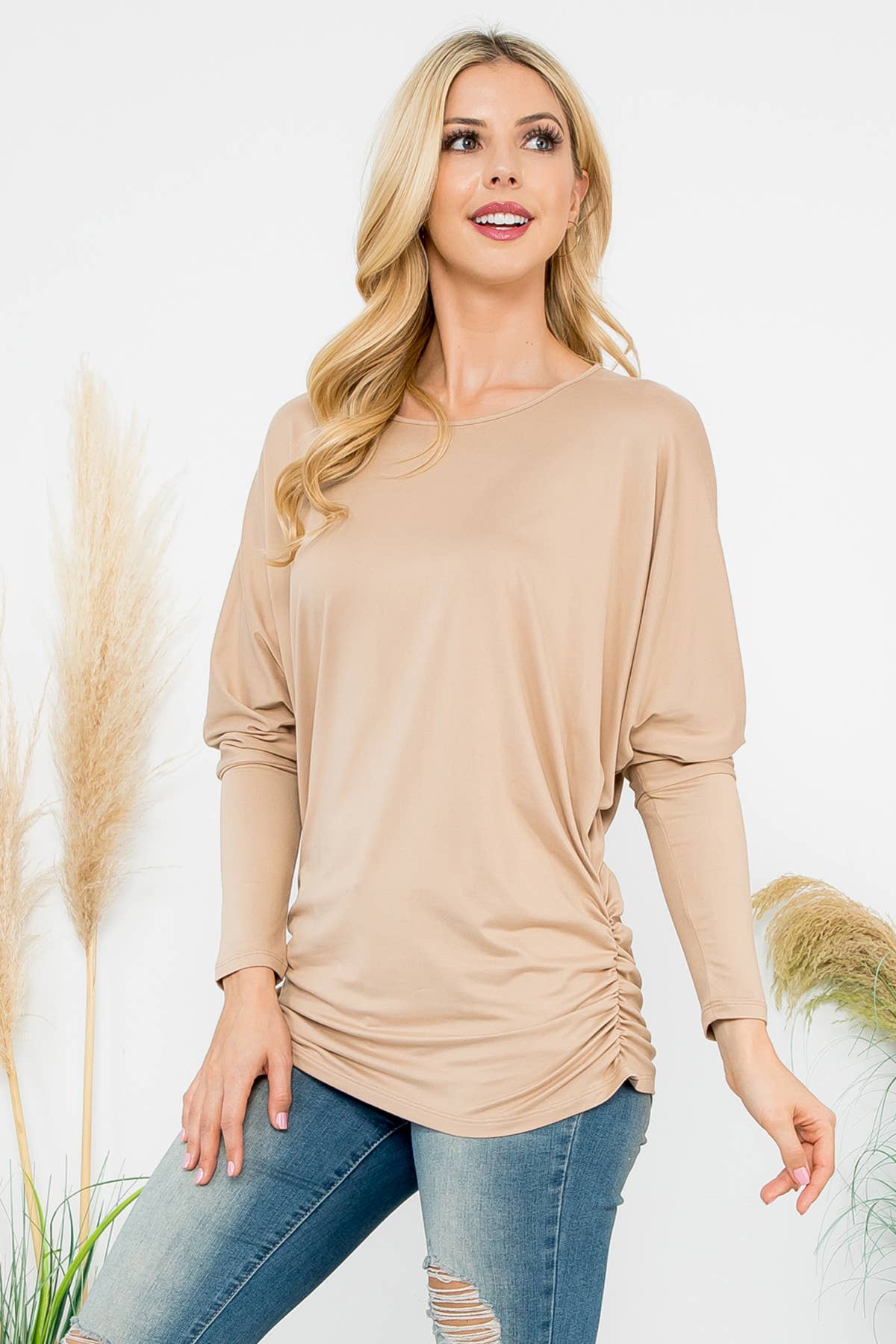 MYS Wholesale Inc - Vente Tunique – femme - Haut uni à manches longues Dolman avec détails en forme de tunnel55