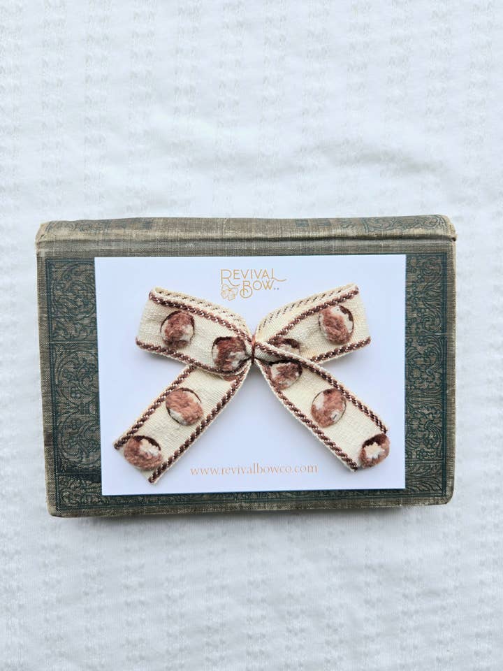 Laço Pom Vintage em Clipe • Castanho por atacado de Revival Bow Co.