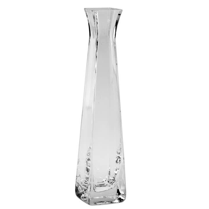 Flared Square Glass Bud Vase - 2"L 2"W 11"H - Box of 24 for wholesale by Jacobson