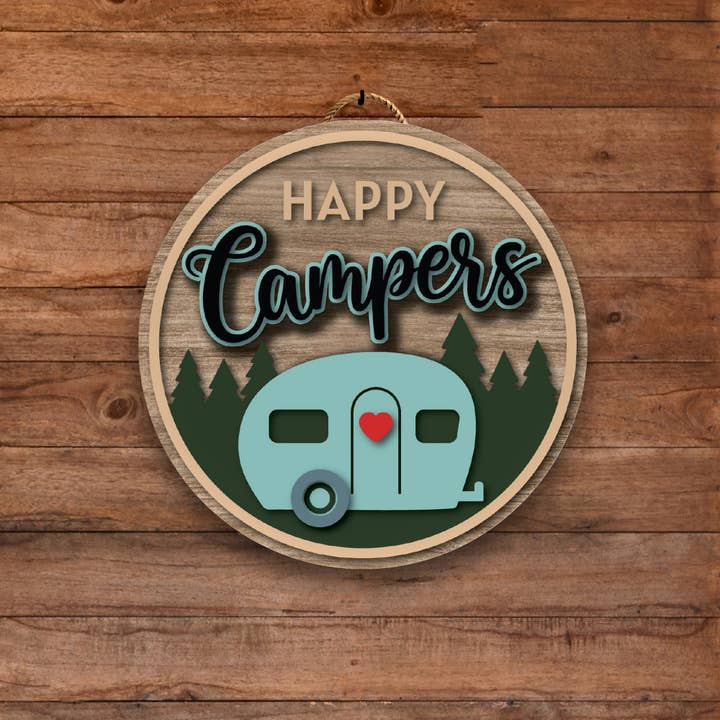 Happy Campers Front Door Decor for wholesale by 9th Letter Press