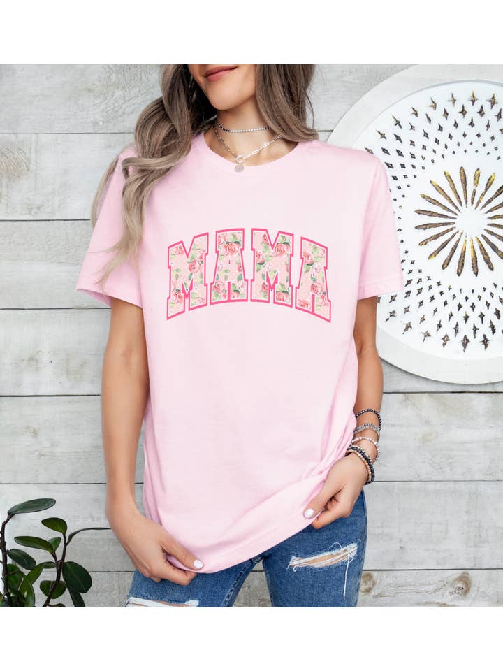 Not So Plain Jane Tshirts - Wholesale T-Shirt (Graphic) - Women's - Floral Mama Varsity, Comfort Tee1
