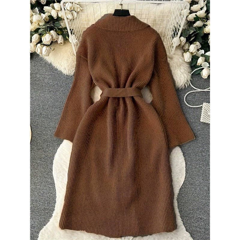 Sheer Trend – wholesale Cardigan – Women’s – Solid Color Simple Long Knitted Cardigan Coat1