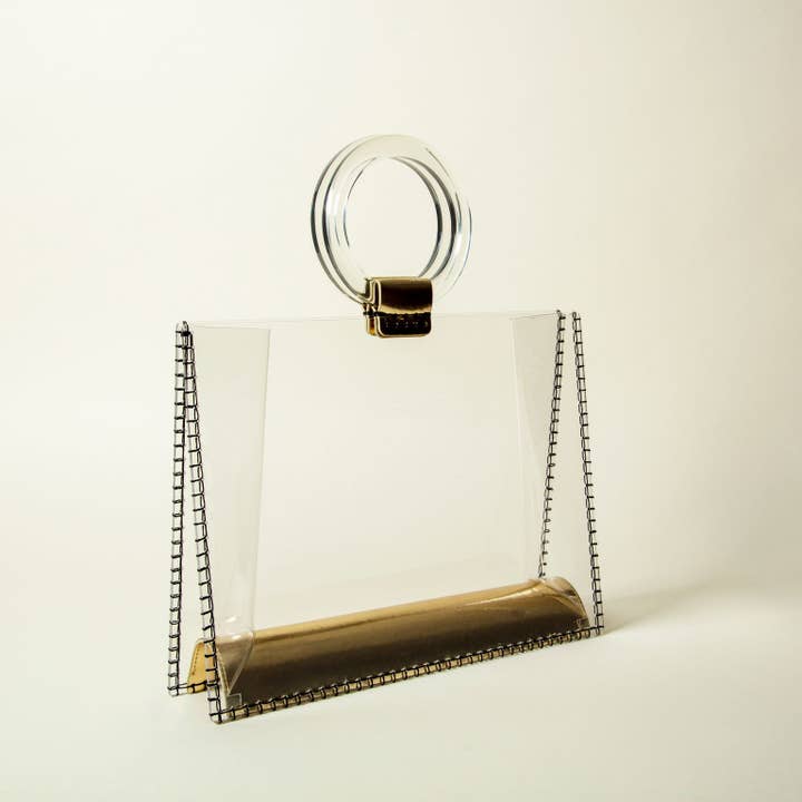 Sea Lily - Wholesale Clutch Bag - Women's - 7042 - Clear Clutch Bag with Gold Handle