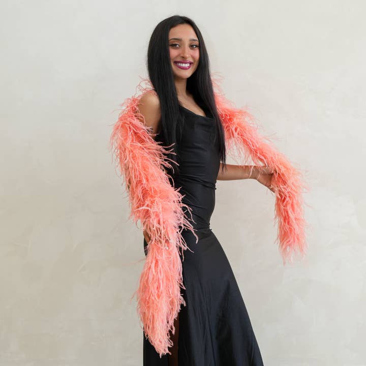 Apricot Blush Orange 2 Ply Ostrich Feather Boa for wholesale by Zucker Feather Products