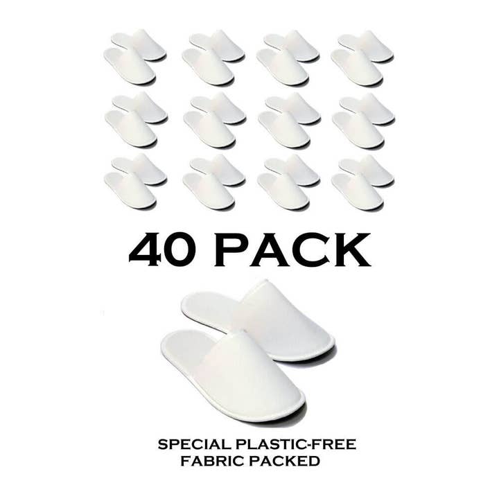 Chochili 40 Pairs Fabric Packed Terry Cotton Disposable Hotel Slippers for Airbnb Spa Wedding Guests Adult Men Women Size 10-11, White for wholesale by Supplyity
