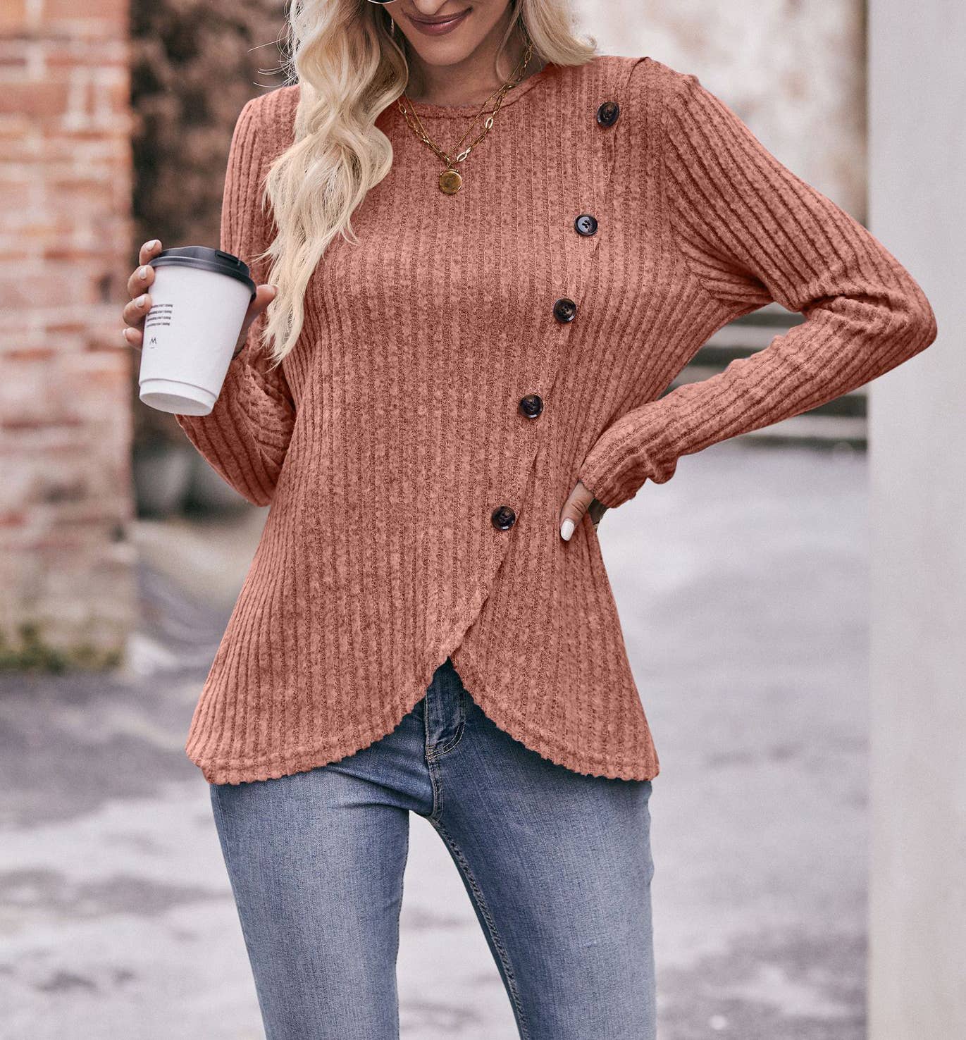 HIDDENBRAND - Wholesale Knit Sweater - Women's - Women's Round Neck Solid Color Sweater10