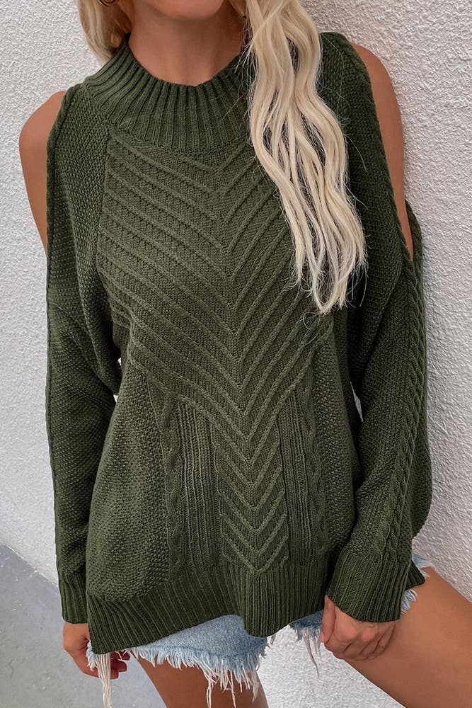 UNISHE - Wholesale Knit Sweater - Women's - TOPW897 Cold Shoulder Knit O-neck Sweater18