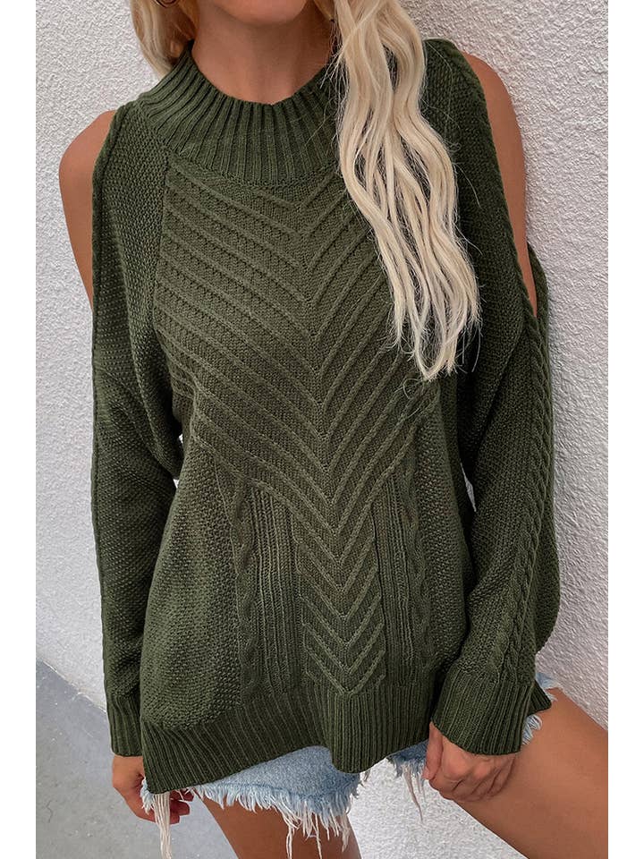 UNISHE - Wholesale Knit Sweater - Women's - TOPW897 Cold Shoulder Knit O-neck Sweater18