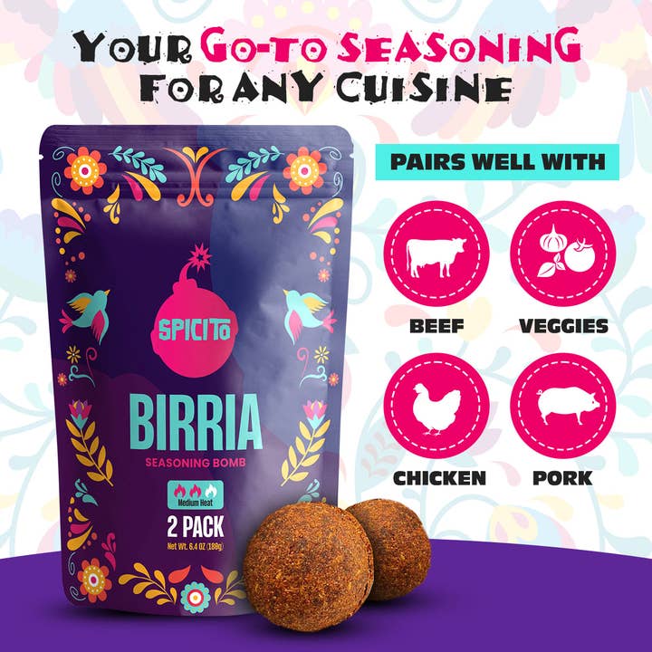 Spicito - Wholesale Dried Spice Mix - Spicito Birria Bombs - 72 packs per master case2