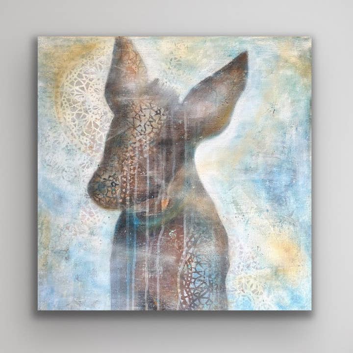 Pittura originale - Opera d'arte astratta di medie dimensioni - Belle arti per la vendita all'ingrosso da parte di BLUE FEATHER BY PAT