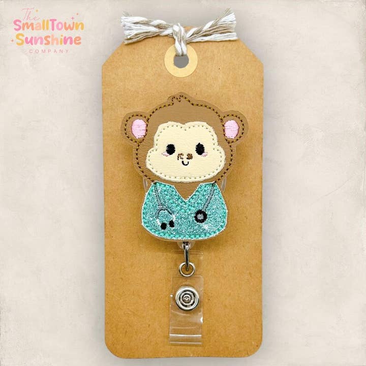 Nurse Monkey Badge Reel for wholesale by The SmallTownSunshine Company