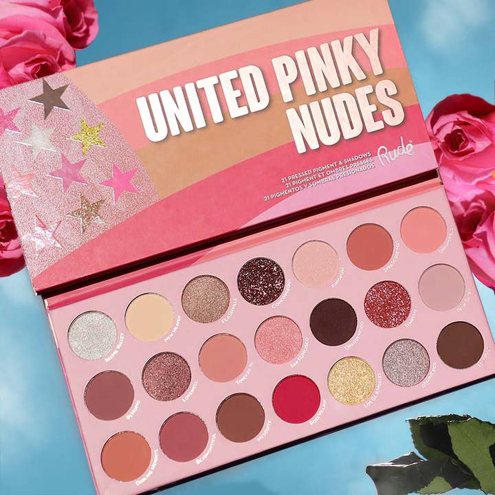 Rude Cosmetics - Wholesale Eyeshadow Palette - United Pinky Nudes - 21 Pressed Pigment & Shadows Palette
