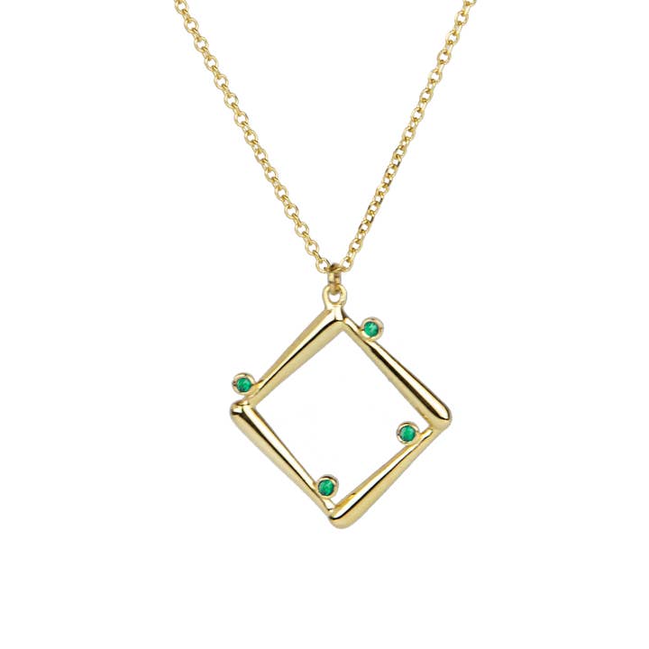 Colgante Euforia - Oro, Esmeralda para venta al por mayor de Eleni Orfanou