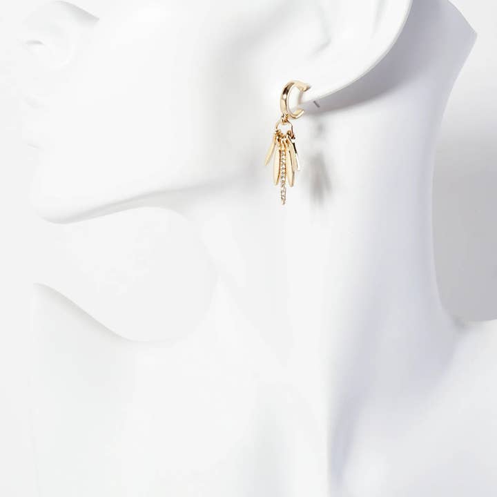 Wild Honey - Wholesale Jewelry Set - 3PC-Set Crystal-Pave Polished Metal Huggie Hoop Stud Earrings