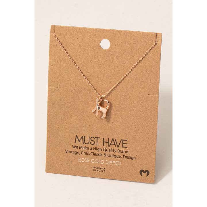 Fame Accessories - Wholesale Pendant/Charm Necklace - Gold Dipped Cat Pendant Necklace