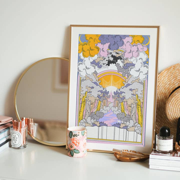 Bunny Land Pastel Retro Style Art Print for wholesale by OMG Kitty