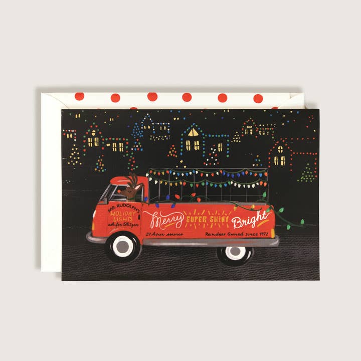 The First Snow - Wholesale Christmas Card - Rudolph's Christmas Tree Service Christmas Greeting Card
