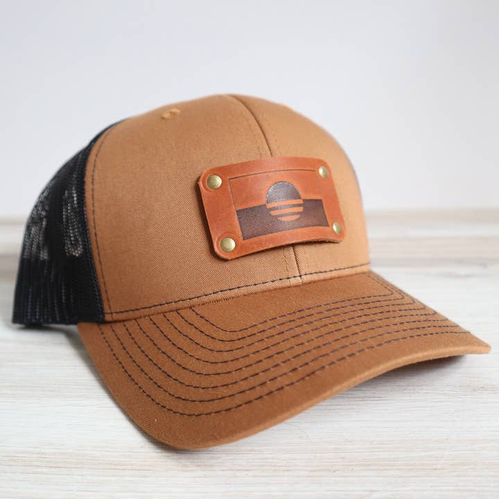 Blu Mountain Co - Wholesale Trucker Hat - Unisex - MKE Flag Trucker Hat with Leather Patch - Milwaukee Snapback1