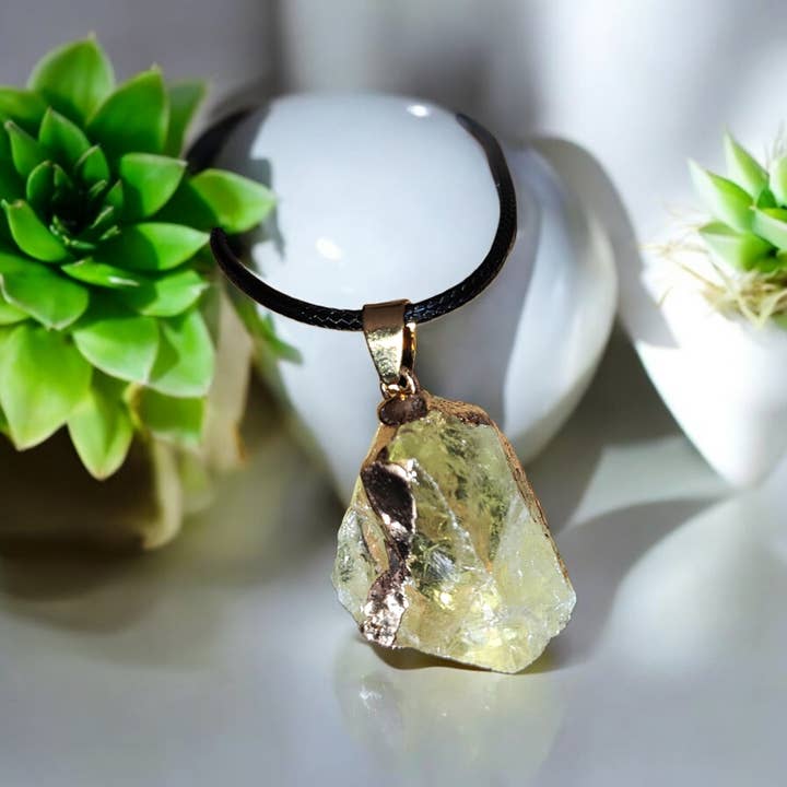 Magic Moon - Wholesale Pendant/Charm Necklace - Raw Irregular Citrine Pendant Gold Plated