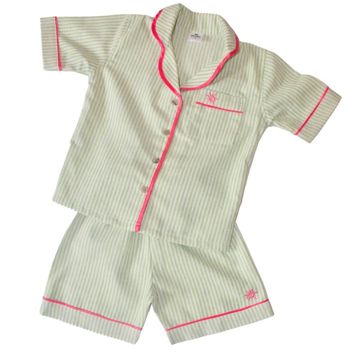 Avery Green Short Sleeve PJ Pyjama Set for wholesale by Maison Sunny
