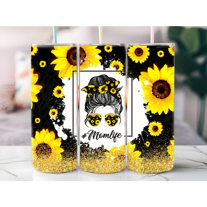Mom Life Sunflowers 20oz Skinny Tumbler Physical Item for wholesale by Justified Madness1