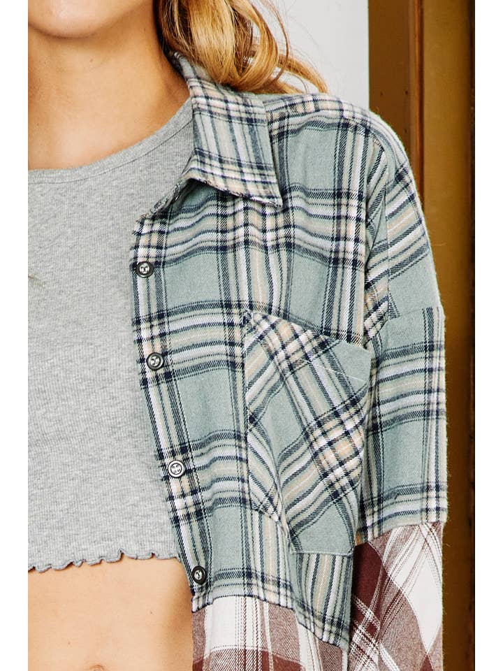 FSL Apparel - Wholesale Button Down Shirt - Women's - IJ1059 - MIXED PLAID BUTTON DOWN OVERSIZED SHIRT14