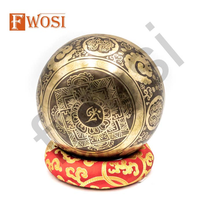 Fwosi - Vendita all'ingrosso Attrezzatura per meditazione - Set di Meditazione con Ciotola Sonora | Ciotola di Guarigione della Dea Saraswati Fatta a Mano | Ciotola Tibetana Antica con Mazzuolo e Cuscino per Yoga5