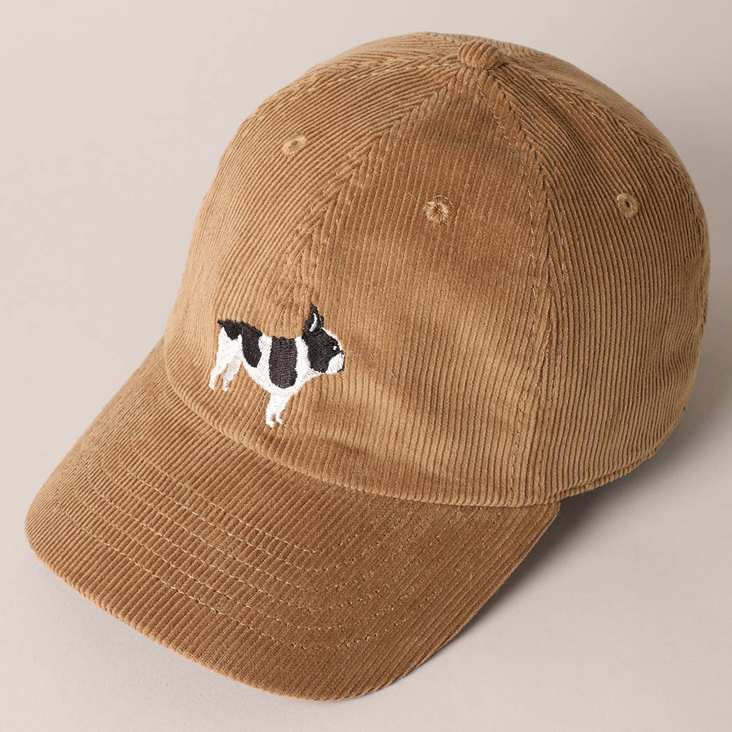 Fashion City - Wholesale Baseball Cap - Unisex - French Bulldog Embroidered Corduroy Baseball Cap8