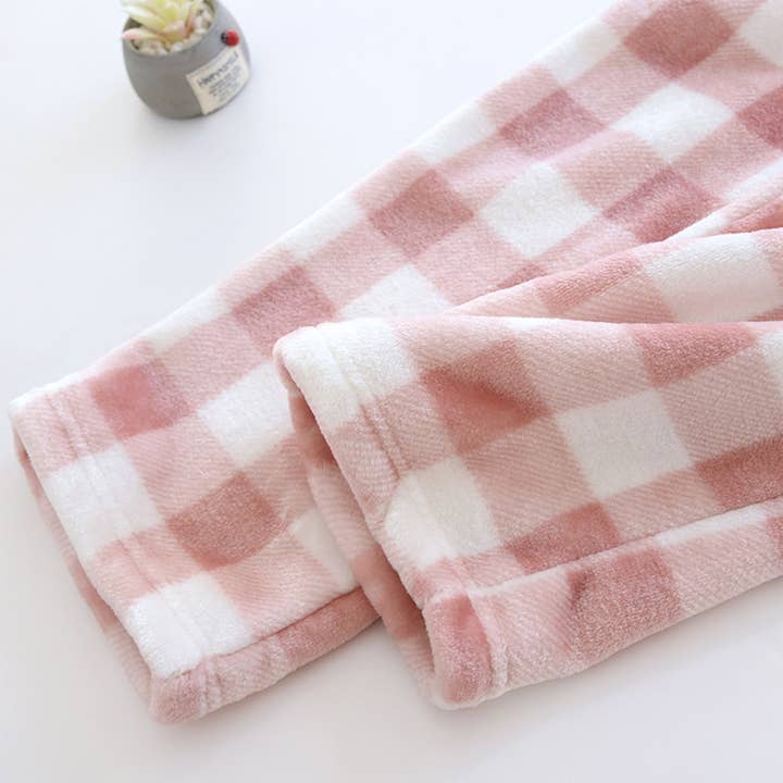 Rosa Clothing - Wholesale Pants - Women's - Winter plaid print flannel fleece lounge pants 12 colors17