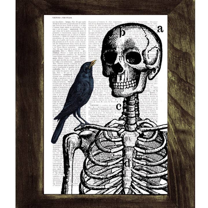 Skeleton and crow Print for wholesale by PRRINT!
