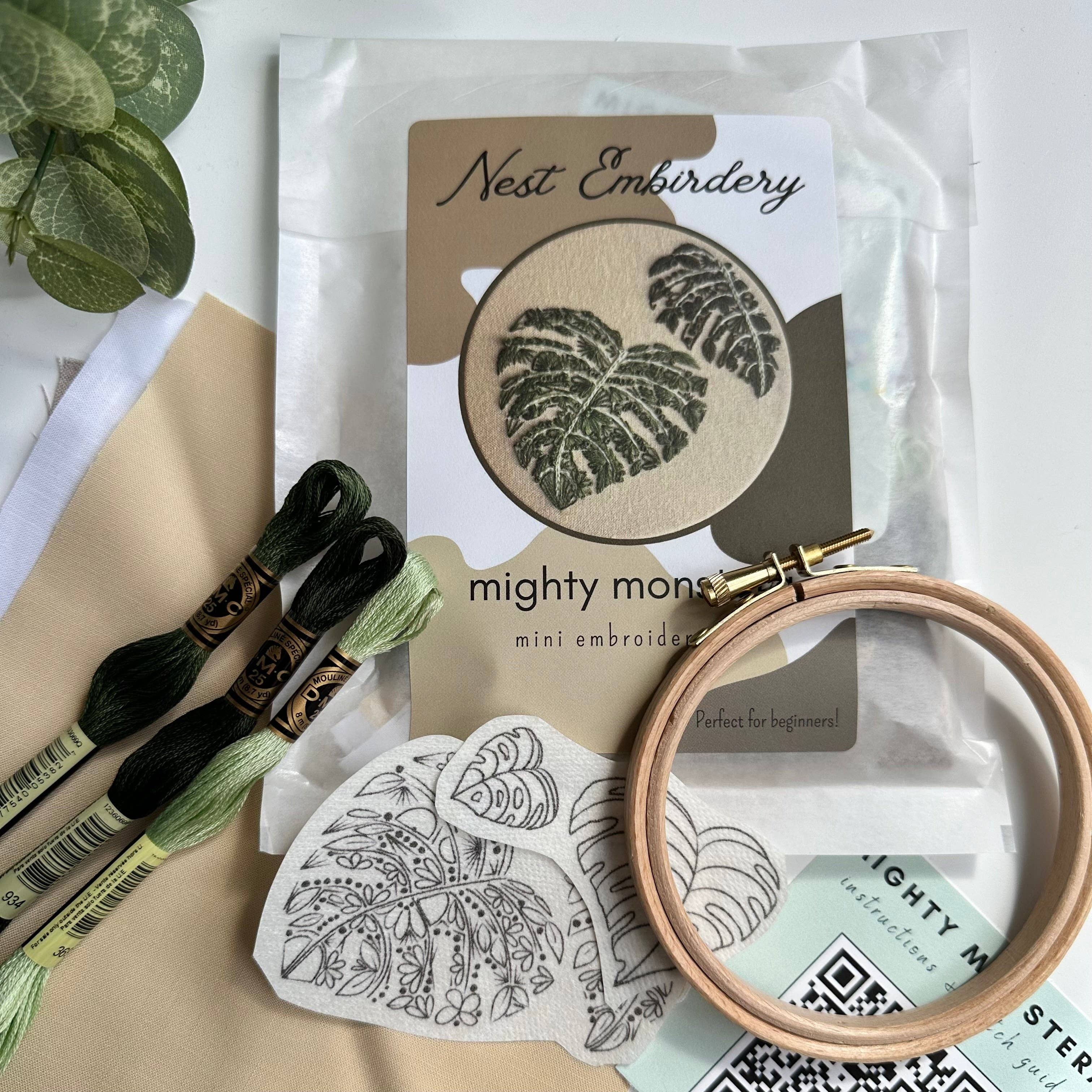 Nest Embirdery - Wholesale Embroidery/Cross Stitch Supplies - Mighty Monstera Mini Kit4