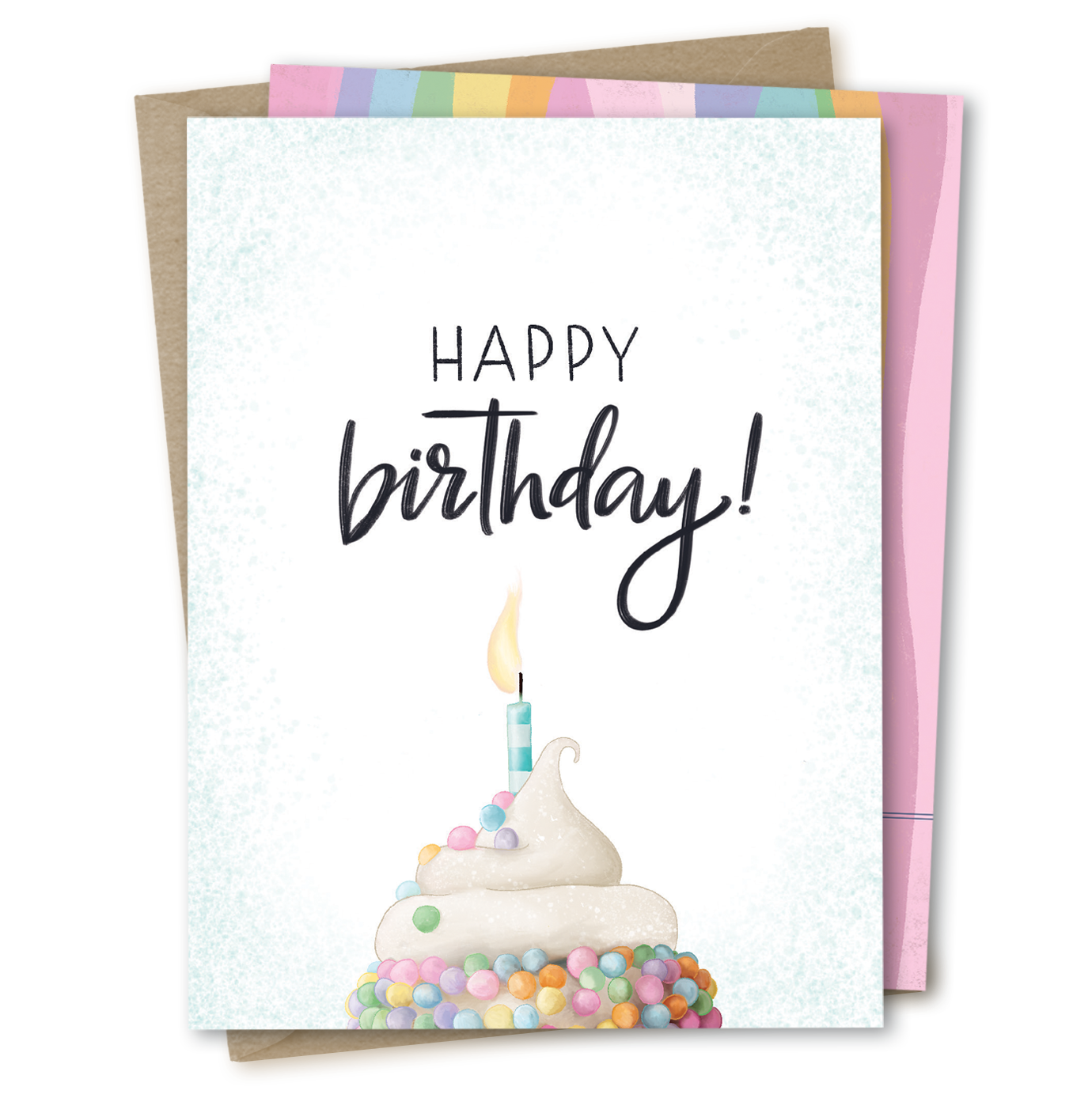 The Noble Paperie - Wholesale Birthday Card - Happy Birthday | Cupcake Cake Watercolor Fun Birthday Card3