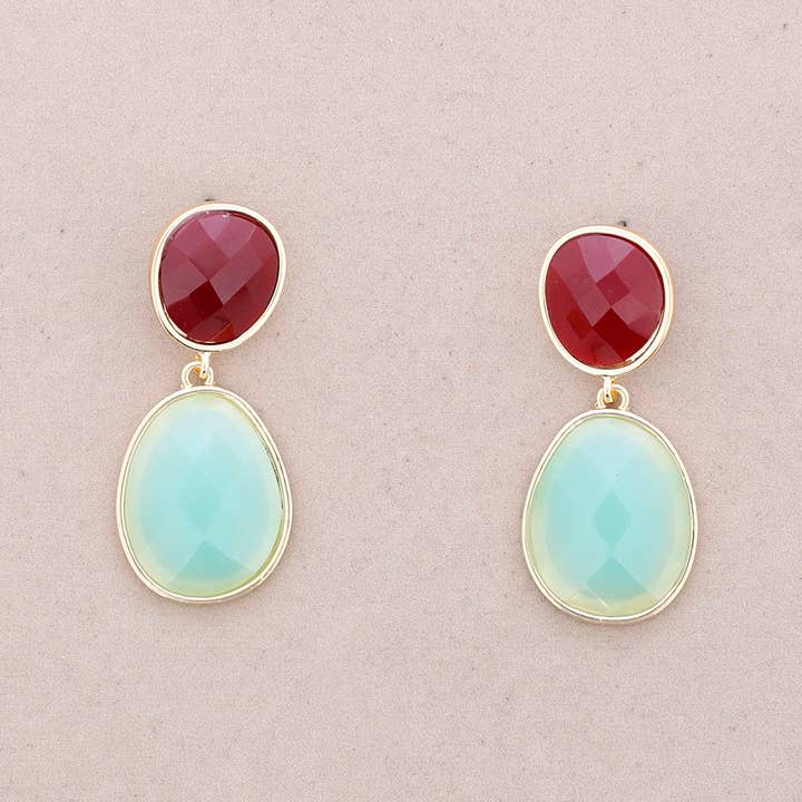 La Cuerda De Sol - Wholesale Snap Jewelry - Double Resin Metal Earrings