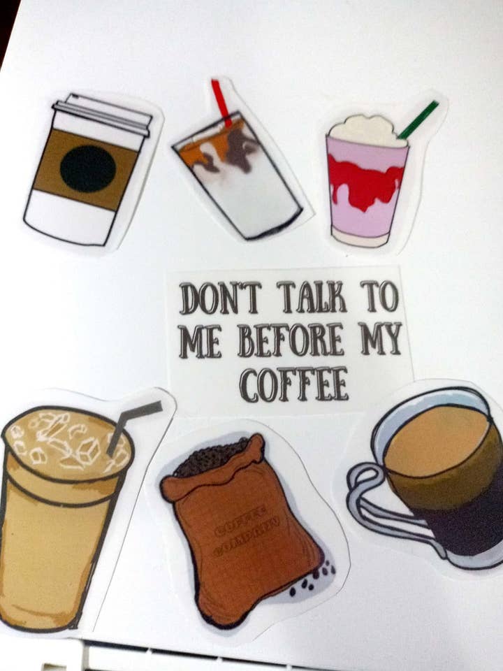 Coffee Stickers Bundles, Clear Stickers for wholesale by Akesonscreations