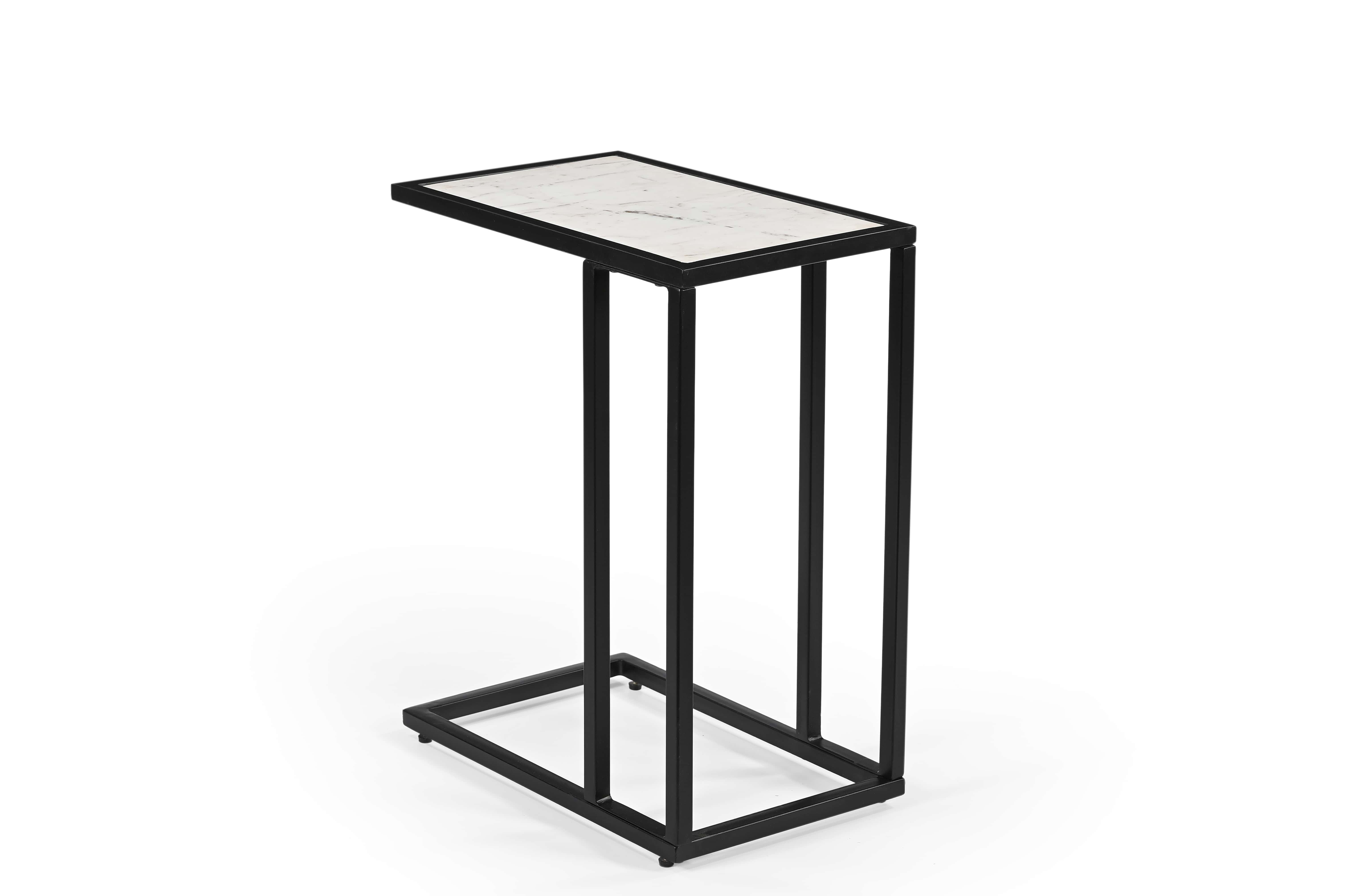 iAnanas - Wholesale Side Table - Moderner minimalistischer Beistelltisch mit schwarzem Metallrahmen und weißer Marmorplatte3